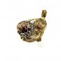 Goldtone Silvertone Rhinestones Bird Dove Brooch by Nettie Rosenstein 9715
