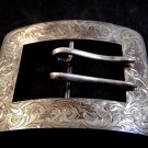 Vintage Signed Victorian Edwardin or Art Nouveau Sterling Silver Belt Buckle