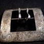 Vintage Signed Victorian Edwardin or Art Nouveau Sterling Silver Belt Buckle
