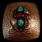 Vintage R. Bennett Navajo Sterling Silver Turquoise Coral Belt Buckle 008617