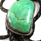 Vintage Native American Coin Silver Turquoise Bolo Leather Cord By R.N. 52617