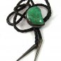 Vintage Native American Coin Silver Turquoise Bolo Leather Cord By R.N. 52617