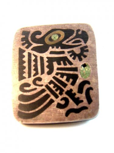 Mexican Taxco Sterling Silver Aztec Brooch by H. Arriaca