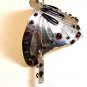 Vintage Silvertone Black Red Butterfly Hair Barrette 008717
