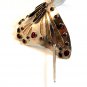 Vintage Silvertone Black Red Butterfly Hair Barrette 008717
