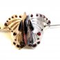 Vintage Silvertone Black Red Butterfly Hair Barrette 008717