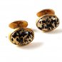 Vintage Gold Tone & Moss Agate Cufflinks 008717