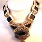 Gothic Tribal Renaissance Sterling Silver Lapis Topaz Quartz Necklace 008717