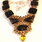 Gothic Tribal Renaissance Sterling Silver Lapis Topaz Quartz Necklace 008717