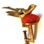 Vintage Gold Tone Sewing Bird Pin Cushion 33117