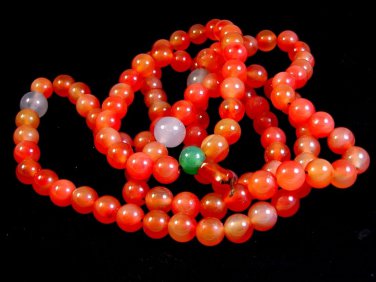 Tibetian Carnelian Amythest Jade Prayer Worry Beads 48" Necklace 008617