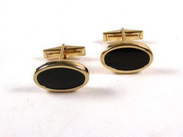 Classic 14K Gold & Black Onyx Cufflinks by B.A.B. 12215