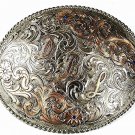 Vintage Cowboy Western Sterling Overly 10K DBL Belt Buckle By DEL VARNEY 81916