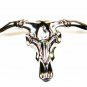 1980 Silver Tone Bull Horns Solid Brass Belt Buckle by BARON 12915