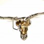 1980 Silver Tone Bull Horns Solid Brass Belt Buckle by BARON 12915