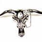 1980 Silver Tone Bull Horns Solid Brass Belt Buckle by BARON 12915