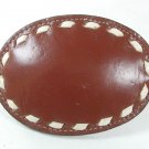 1960's-70's Western Cowgirls Tan w/ White Stitching Leather Belt Buckle 62416