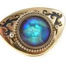 Unusual Vintage Silver Tone & Blue Egyptian Pharoph 3-D Image Belt Buckle 121416