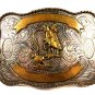 1950's Western Cowboy Rodeo Calf Roping Belt Buckle Branded Can;t Read 111015