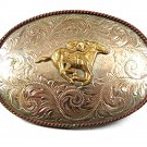 German Silver Horse Racing Belt Buckle By MONTANA SILVERSMITHS 112217