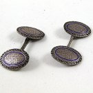 Edwardian / Deco 800 Silver & Blue Rim Cufflinks 91216