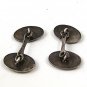 Edwardian / Deco 800 Silver & Blue Rim Cufflinks 91216
