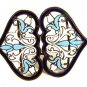 Ladies Art Nouveau Champleve Enameled Blue Tulips Belt Buckle Unbranded 91215