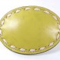 1960's-70's Western Cowgirls Yellow w/ White Stitching Leather Belt Buckle 62416