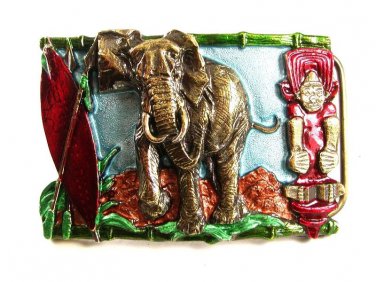 1988 African Elephant Belt Buckle By Great American Buckle Co Made In USA 102615