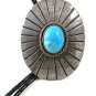 Vintage Mexican Taxco Sterling Silver Turquoise Bolo Leather Cord 102016