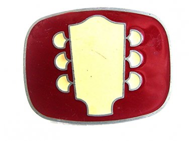 Vintage Red & Cream Guitar Neck Belt Buckle By RJ 7617