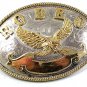 HUGE Mexican Alpaca Silver Cowboy RODEO American Eagle Belt Buckle 122016
