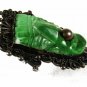 Vintage Mexican Silver Green Jadite Aztec / Mayan Brooch Unbranded 32616