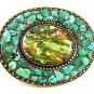 Turquoise Mosaic Abalone Belt Buckle By MICHAL GOLAN & INCLUDES BELT 51517