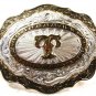 Western Silver Tone Gold Tone Initial T Buckle by CRUMRINE 121415