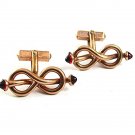 Mid Century Modern 1/40 10K Rolled Gold Red Cufflinks By SWANK 10217