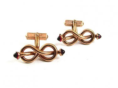 Mid Century Modern 1/40 10K Rolled Gold Red Cufflinks By SWANK 10217