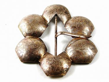Large Vintage Ladies Coin Silver Quatrefoil Flower Belt Buckle 101316