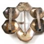 Large Vintage Ladies Coin Silver Quatrefoil Flower Belt Buckle 101316