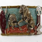 1988 African Lions Tribal Belt Buckle By Great American Buckle Co. USA 103116