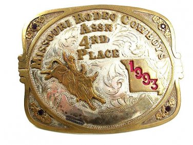 1994 Missouri Rodeo Cowboys Assn. 4th Place 4 Jewels Belt Buckle 3717