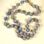 Chinese Light Blue & Pink Flower Bead Knotted Necklace 28" Unbranded 81915