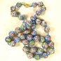 Chinese Light Blue & Pink Flower Bead Knotted Necklace 28" Unbranded 81915