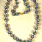 Chinese Light Blue & Pink Flower Bead Knotted Necklace 28" Unbranded 81915