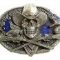 Vintage 1989 Cowboy Skull Crossbones Enameled Belt Buckle By SISKIYOU 12317