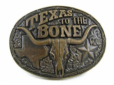 Vintage TEXAS To The Bone Belt Buckle By MONTANA SILVERSMITHS 112717