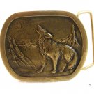 Vintage Wolf Howling at Moon Belt Buckle