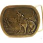 Vintage Wolf Howling at Moon Belt Buckle