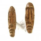 Vintage Sterling Silver Miniature Wooden Tribal Head Cufflinks Hand Carved D8316