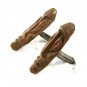 Vintage Sterling Silver Miniature Wooden Tribal Head Cufflinks Hand Carved D8316
